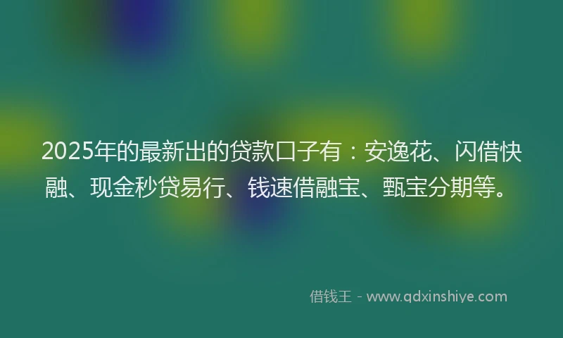 2025年的最新出的贷款口子有：安逸花、闪借快融、现金秒贷易行、钱速借融宝、甄宝分期等。