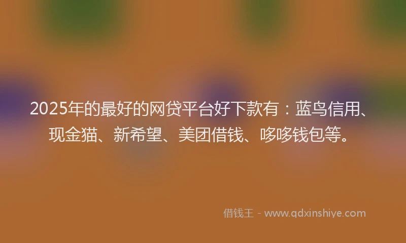 2025年的最好的网贷平台好下款有：蓝鸟信用、现金猫、新希望、美团借钱、哆哆钱包等。