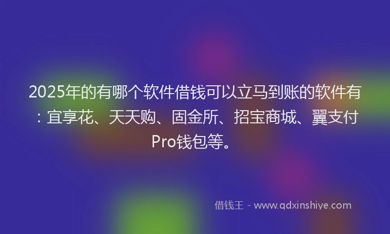 2025年的有哪个软件借钱可以立马到账的软件有：宜享花、天天购、固金所、招宝商城、翼支付Pro钱包等。