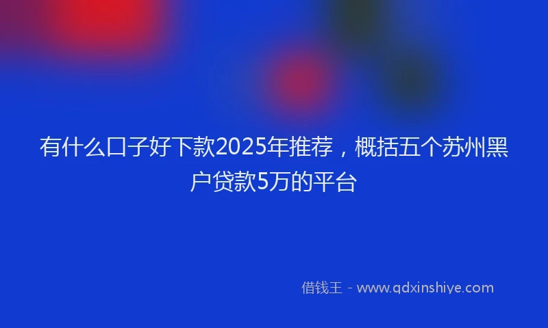 有什么口子好下款2025年推荐，概括五个苏州黑户贷款5万的平台