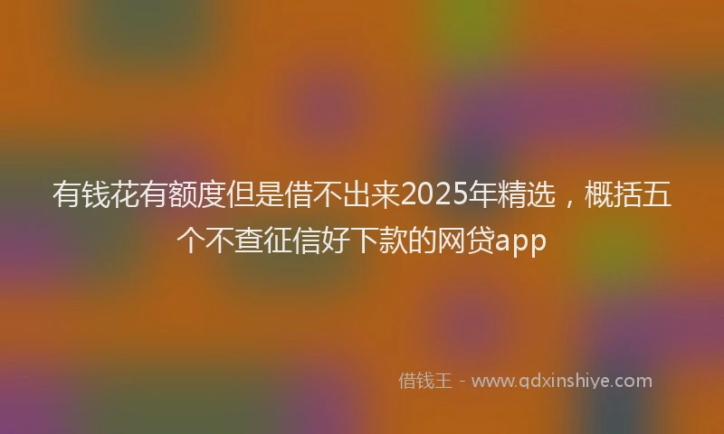有钱花有额度但是借不出来2025年精选，概括五个不查征信好下款的网贷app