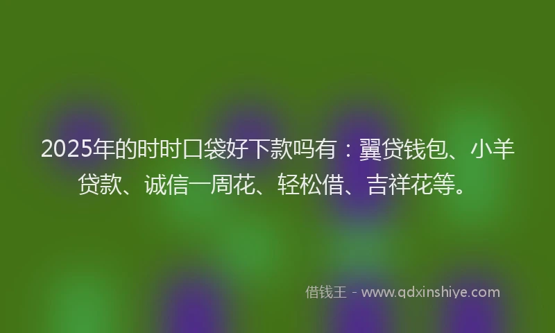 2025年的时时口袋好下款吗有：翼贷钱包、小羊贷款、诚信一周花、轻松借、吉祥花等。