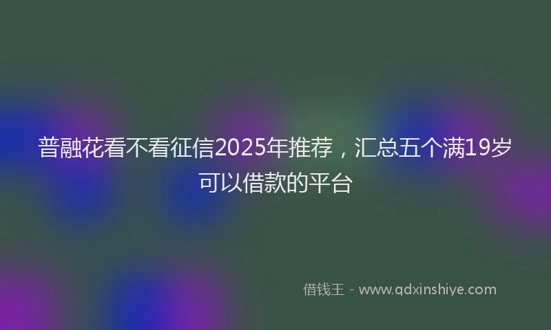 普融花看不看征信2025年推荐，汇总五个满19岁可以借款的平台