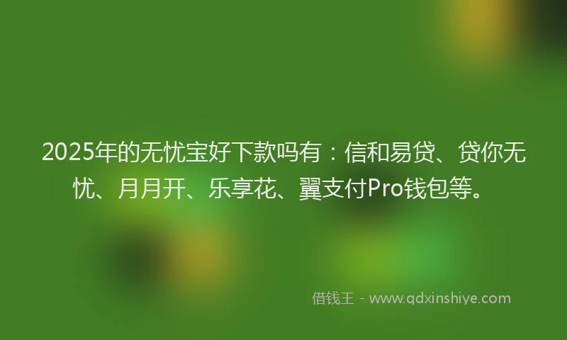 2025年的无忧宝好下款吗有：信和易贷、贷你无忧、月月开、乐享花、翼支付Pro钱包等。