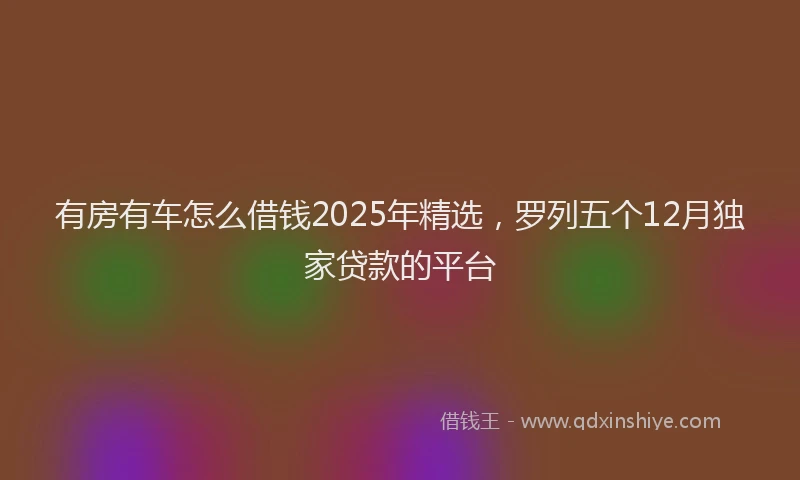有房有车怎么借钱2025年精选，罗列五个12月独家贷款的平台