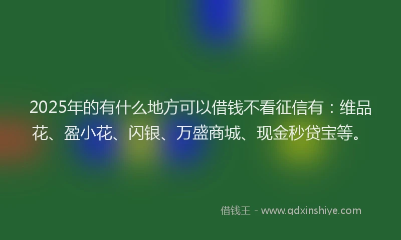 2025年的有什么地方可以借钱不看征信有：维品花、盈小花、闪银、万盛商城、现金秒贷宝等。