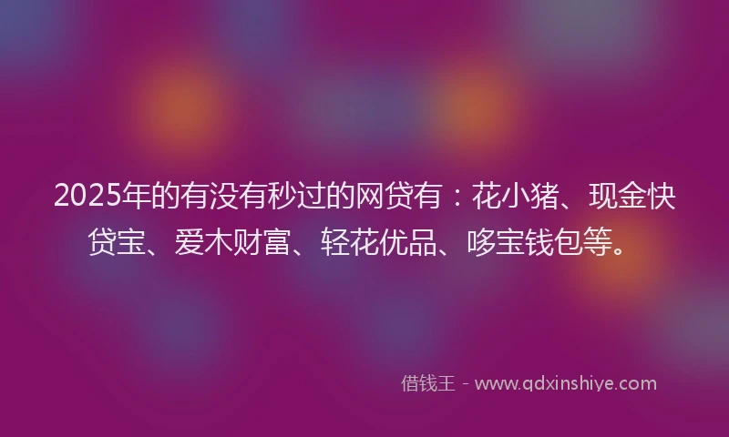 2025年的有没有秒过的网贷有：花小猪、现金快贷宝、爱木财富、轻花优品、哆宝钱包等。
