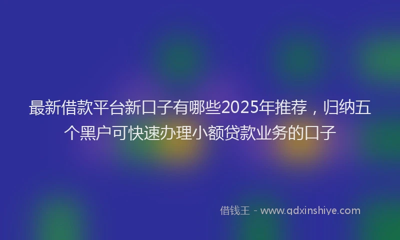 最新借款平台新口子有哪些2025年推荐，归纳五个黑户可快速办理小额贷款业务的口子