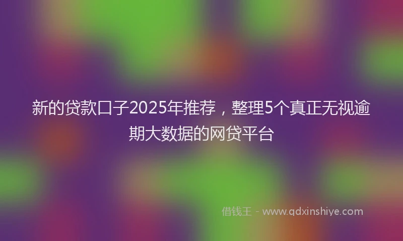 新的贷款口子2025年推荐，整理5个真正无视逾期大数据的网贷平台