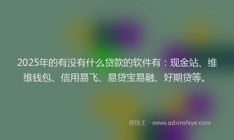 2025年的有没有什么贷款的软件有：现金站、维维钱包、信用易飞、易贷宝易融、好期贷等。