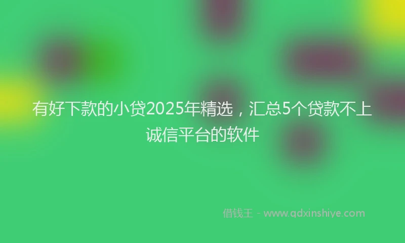 有好下款的小贷2025年精选，汇总5个贷款不上诚信平台的软件