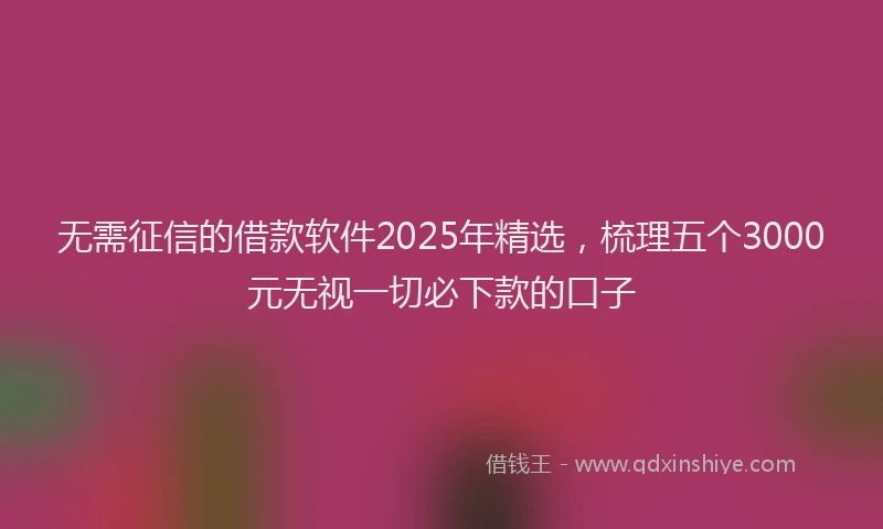 无需征信的借款软件2025年精选，梳理五个3000元无视一切必下款的口子
