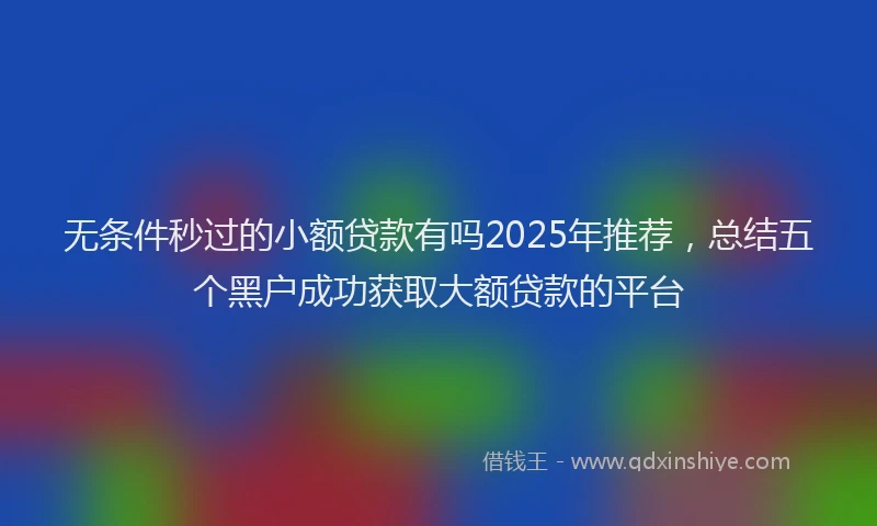 无条件秒过的小额贷款有吗2025年推荐，总结五个黑户成功获取大额贷款的平台