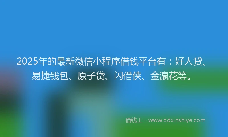 2025年的最新微信小程序借钱平台有：好人贷、易捷钱包、原子贷、闪借侠、金瀛花等。