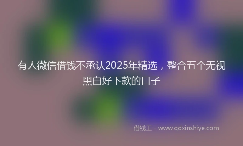 有人微信借钱不承认2025年精选，整合五个无视黑白好下款的口子