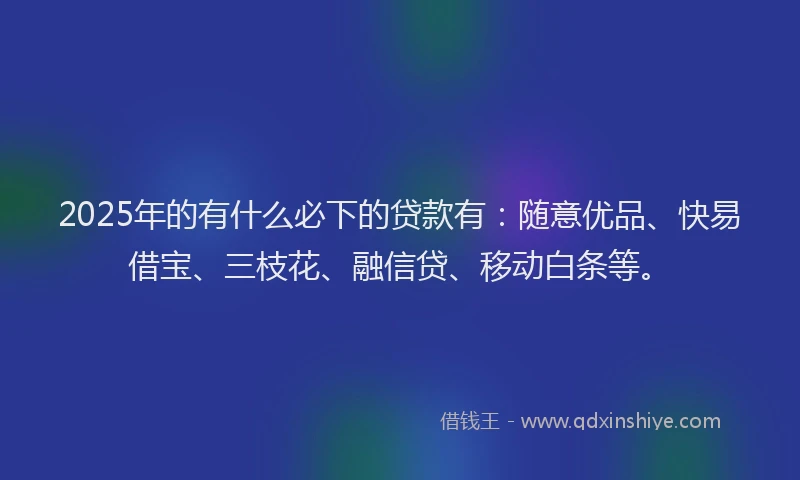 2025年的有什么必下的贷款有：随意优品、快易借宝、三枝花、融信贷、移动白条等。