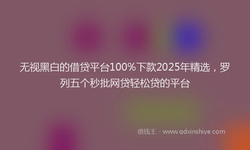 无视黑白的借贷平台100%下款2025年精选，罗列五个秒批网贷轻松贷的平台