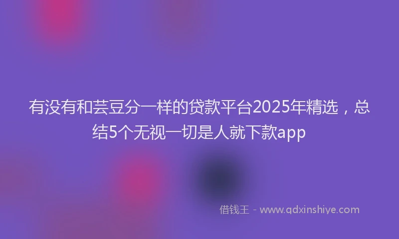 有没有和芸豆分一样的贷款平台2025年精选，总结5个无视一切是人就下款app