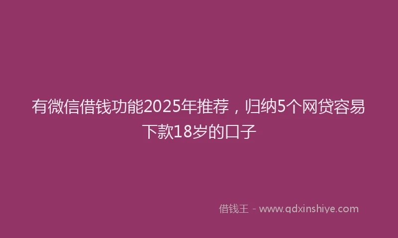 有微信借钱功能2025年推荐，归纳5个网贷容易下款18岁的口子