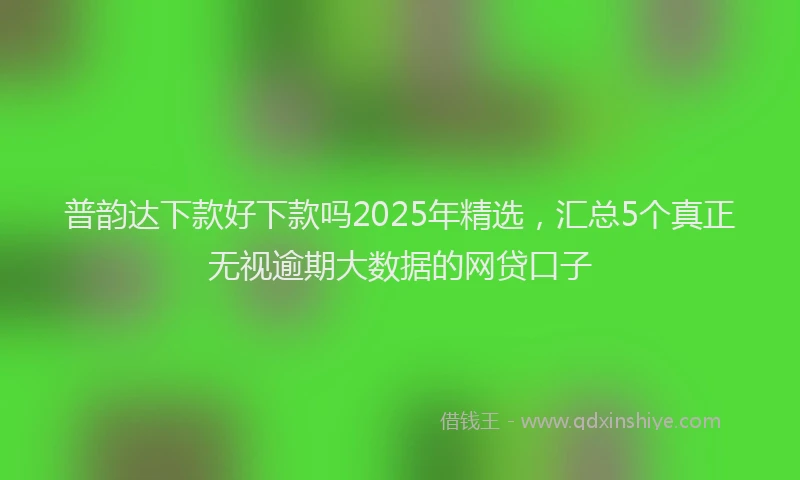 普韵达下款好下款吗2025年精选，汇总5个真正无视逾期大数据的网贷口子