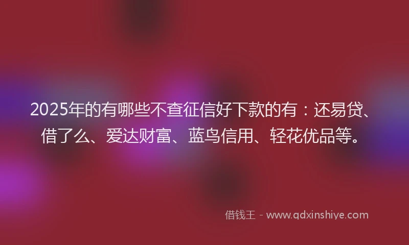 2025年的有哪些不查征信好下款的有：还易贷、借了么、爱达财富、蓝鸟信用、轻花优品等。