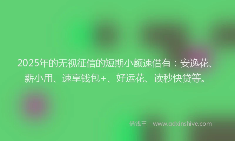 2025年的无视征信的短期小额速借有：安逸花、薪小用、速享钱包+、好运花、读秒快贷等。