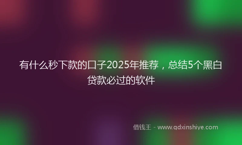 有什么秒下款的口子2025年推荐，总结5个黑白贷款必过的软件