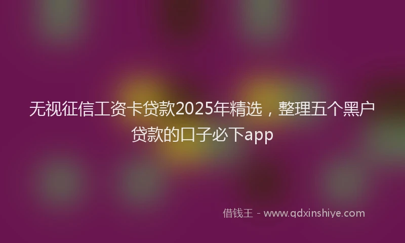 无视征信工资卡贷款2025年精选，整理五个黑户贷款的口子必下app