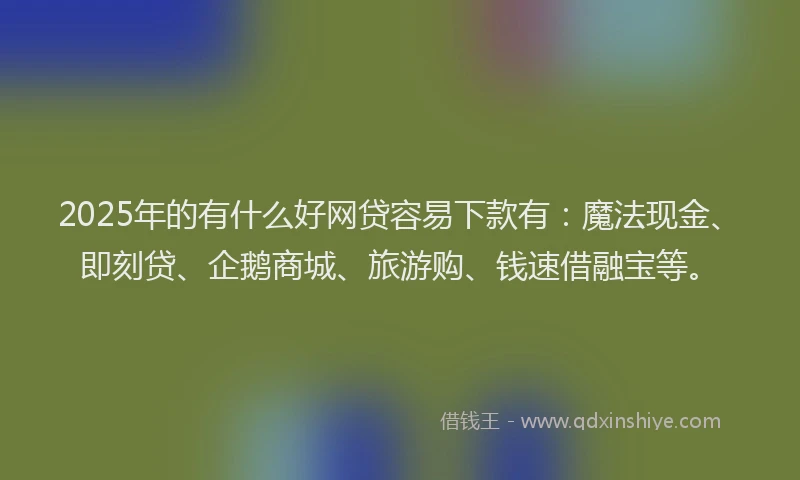 2025年的有什么好网贷容易下款有：魔法现金、即刻贷、企鹅商城、旅游购、钱速借融宝等。