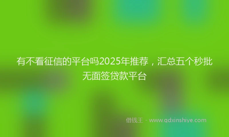 有不看征信的平台吗2025年推荐，汇总五个秒批无面签贷款平台