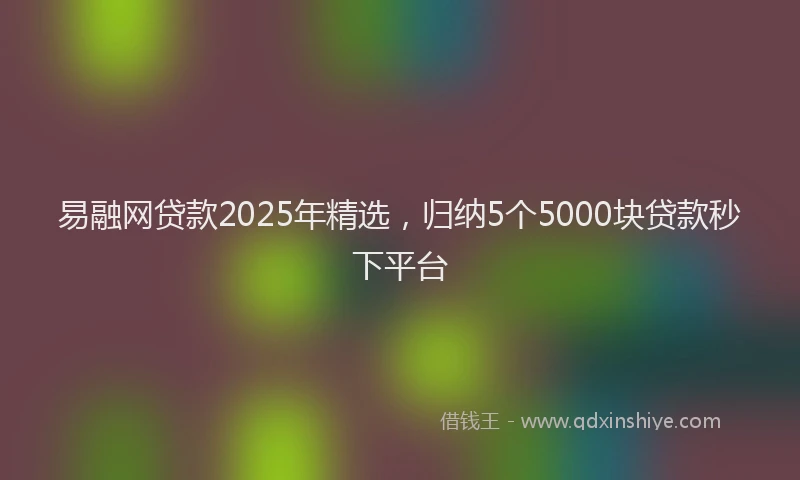 易融网贷款2025年精选，归纳5个5000块贷款秒下平台