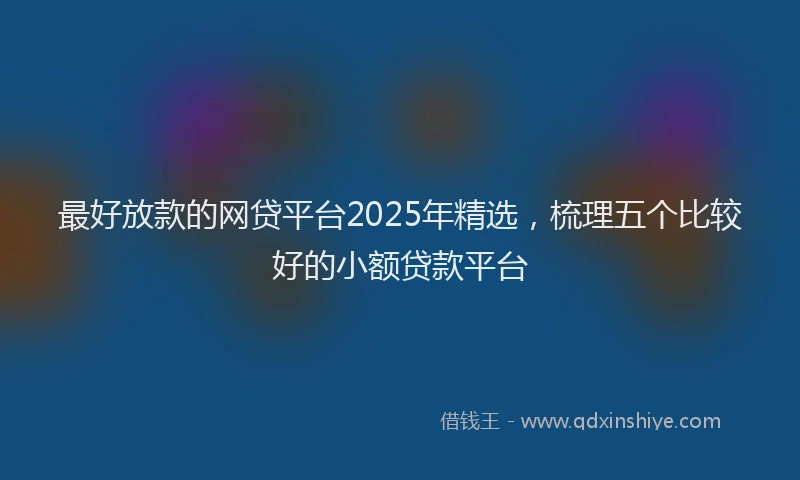 最好放款的网贷平台2025年精选，梳理五个比较好的小额贷款平台