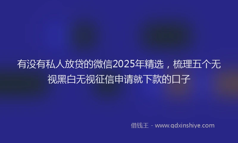 有没有私人放贷的微信2025年精选，梳理五个无视黑白无视征信申请就下款的口子