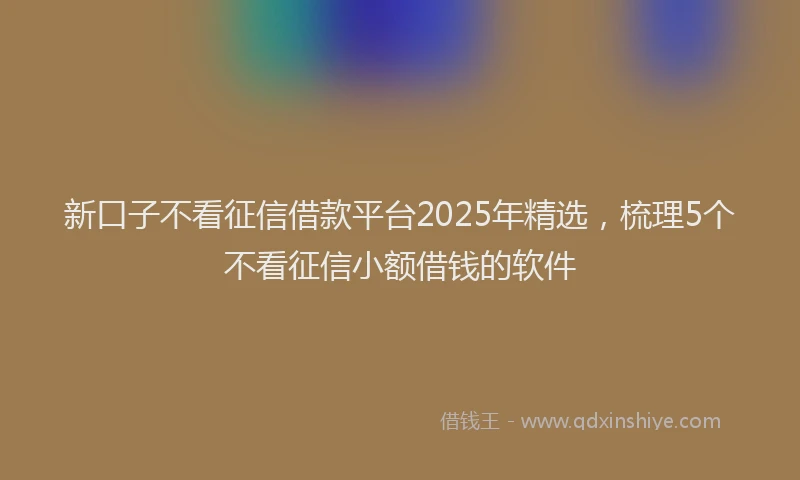 新口子不看征信借款平台2025年精选，梳理5个不看征信小额借钱的软件