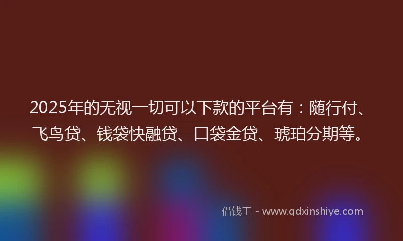 2025年的无视一切可以下款的平台有：随行付、飞鸟贷、钱袋快融贷、口袋金贷、琥珀分期等。