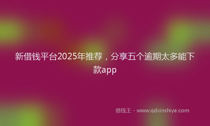 新借钱平台2025年推荐，分享五个逾期太多能下款app
