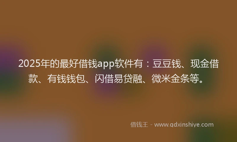 2025年的最好借钱app软件有：豆豆钱、现金借款、有钱钱包、闪借易贷融、微米金条等。