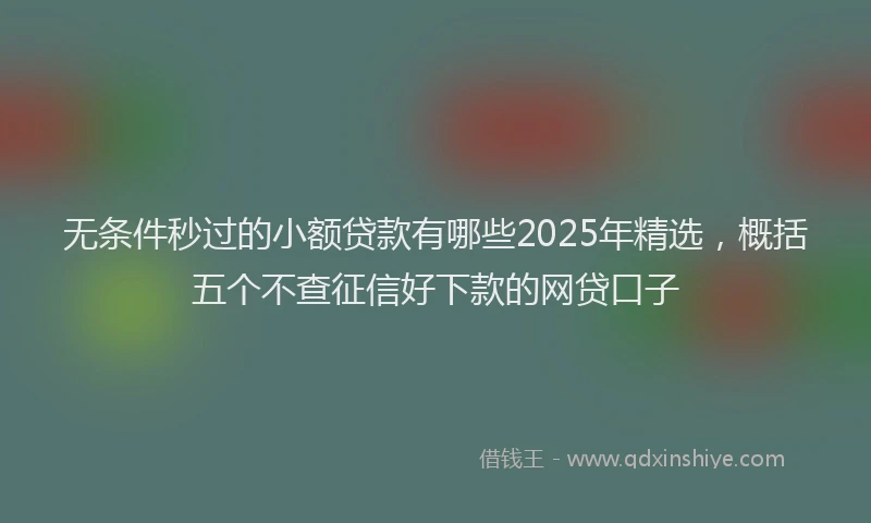 无条件秒过的小额贷款有哪些2025年精选，概括五个不查征信好下款的网贷口子
