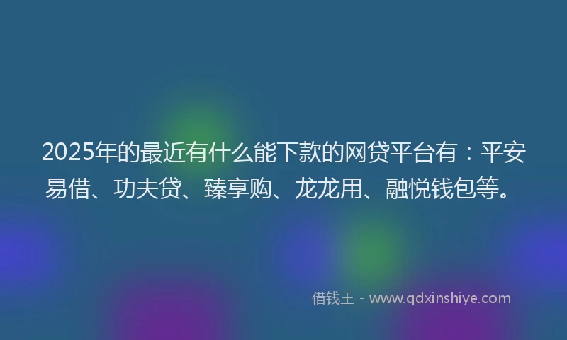 2025年的最近有什么能下款的网贷平台有：平安易借、功夫贷、臻享购、龙龙用、融悦钱包等。