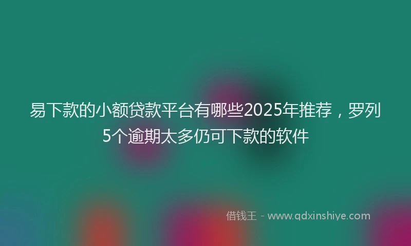 易下款的小额贷款平台有哪些2025年推荐，罗列5个逾期太多仍可下款的软件