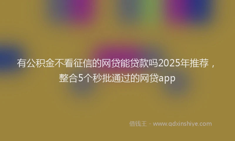 有公积金不看征信的网贷能贷款吗2025年推荐，整合5个秒批通过的网贷app