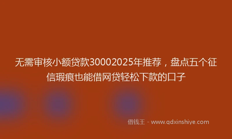 无需审核小额贷款30002025年推荐，盘点五个征信瑕疵也能借网贷轻松下款的口子