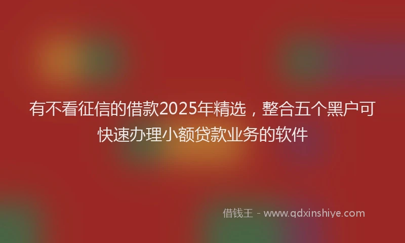 有不看征信的借款2025年精选，整合五个黑户可快速办理小额贷款业务的软件