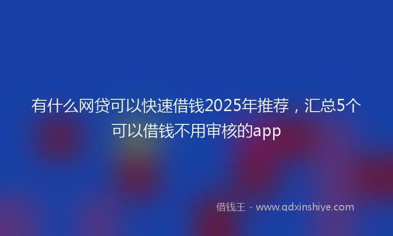 有什么网贷可以快速借钱2025年推荐，汇总5个可以借钱不用审核的app