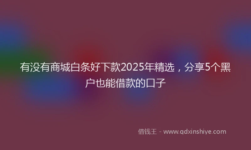 有没有商城白条好下款2025年精选，分享5个黑户也能借款的口子