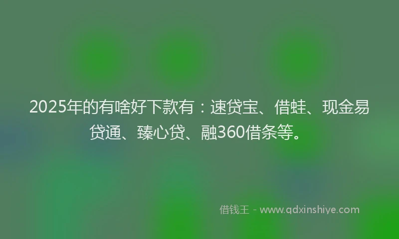 2025年的有啥好下款有：速贷宝、借蛙、现金易贷通、臻心贷、融360借条等。