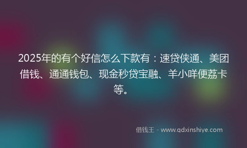 2025年的有个好信怎么下款有：速贷侠通、美团借钱、通通钱包、现金秒贷宝融、羊小咩便荔卡等。
