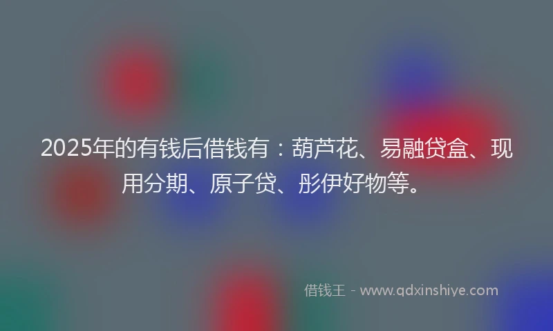2025年的有钱后借钱有：葫芦花、易融贷盒、现用分期、原子贷、彤伊好物等。