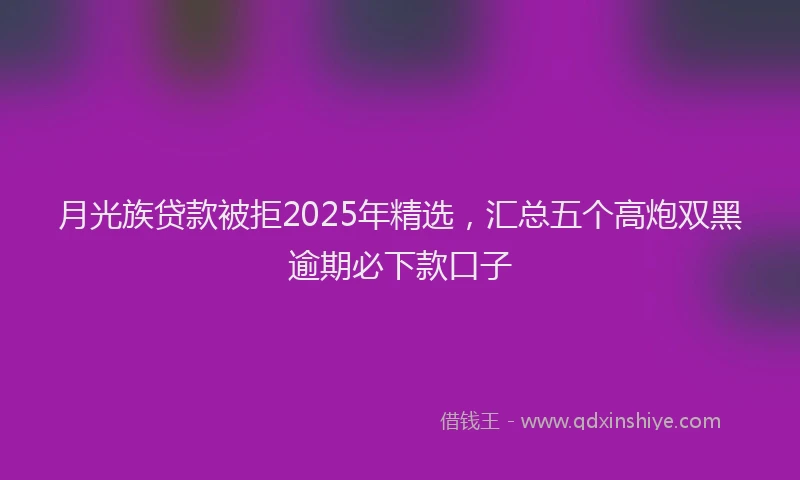 月光族贷款被拒2025年精选，汇总五个高炮双黑逾期必下款口子