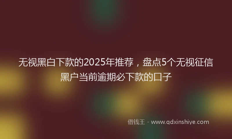 无视黑白下款的2025年推荐，盘点5个无视征信黑户当前逾期必下款的口子